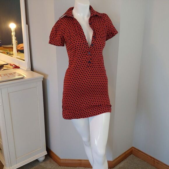 Womens 6 H&M dress collared short sleeve orange - Picture 1 of 8